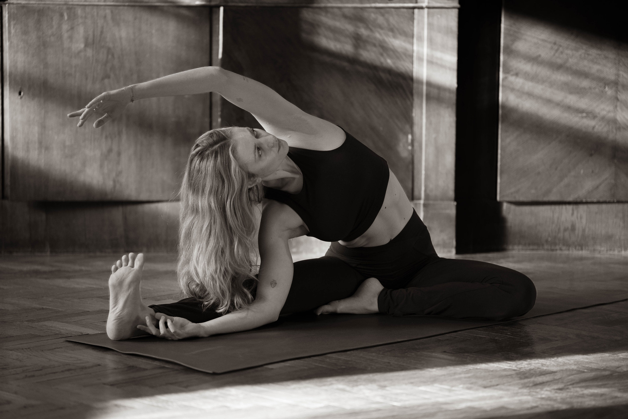 Yoga pose in black and white