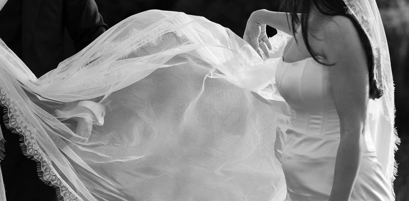 Wedding photograph by ceglarska foto — veil detail portrait in motion